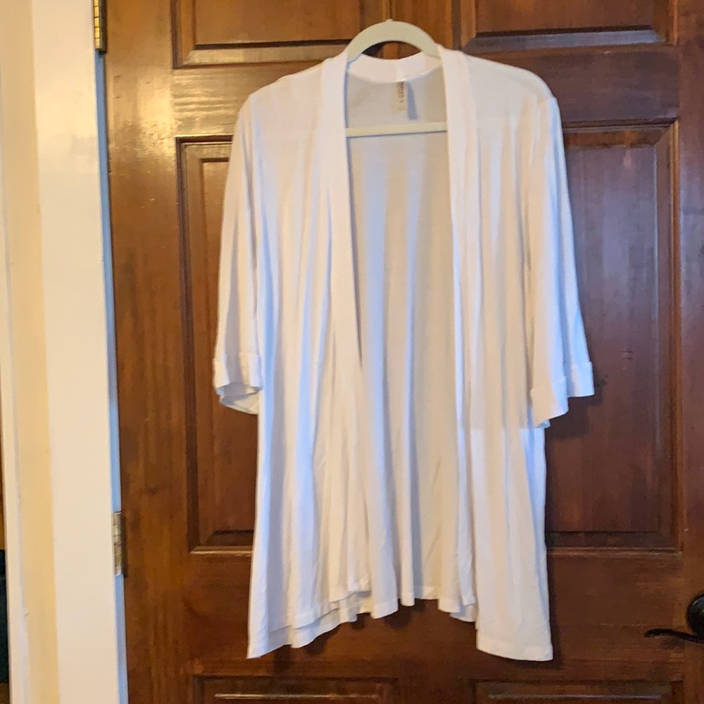 White light weight open front cardigan